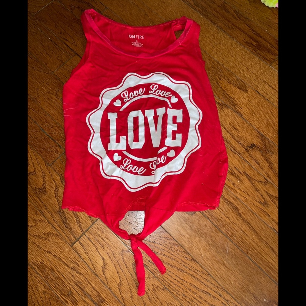 Red LOVE Tied Tank Top